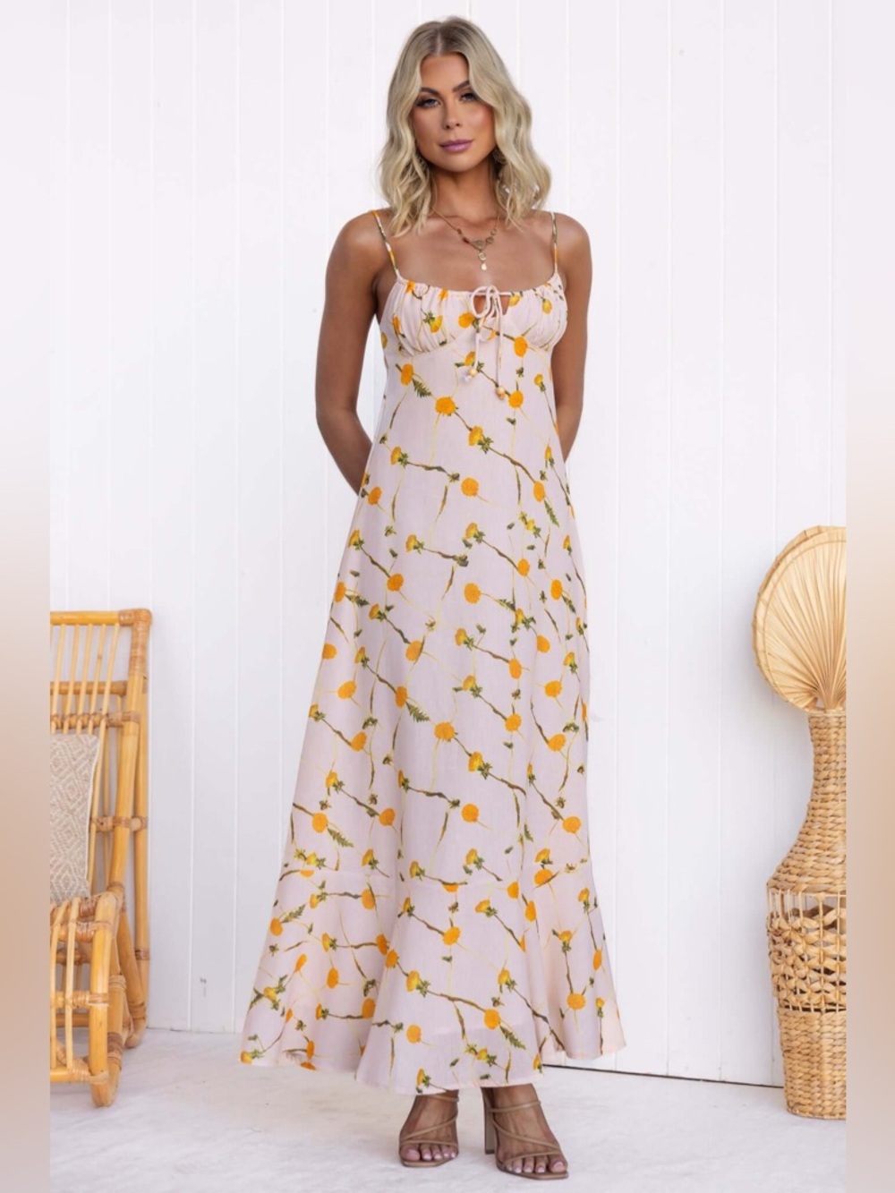 Indikah Floral Maxi Dress – Size S – NWT